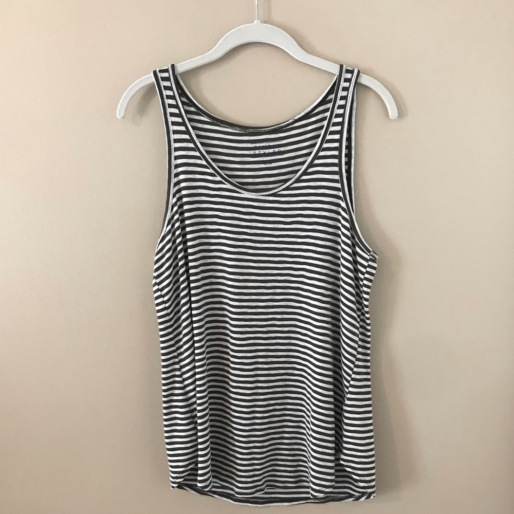 Green and white stripped tank